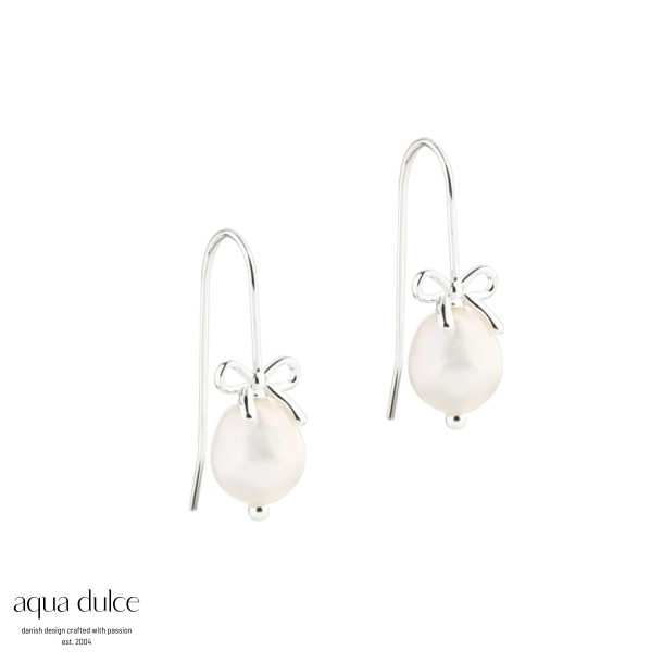 BOW & PEARLS EARHOOK | SILVER