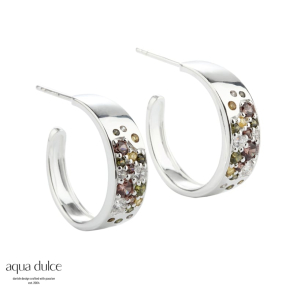 OLIVE STARDUST HOOP 20 MM.  | SILVER