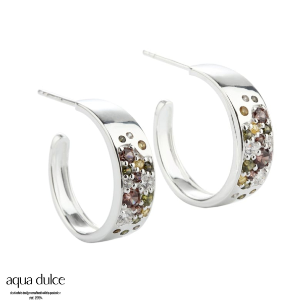 OLIVE STARDUST HOOP 20 MM.  | SILVER