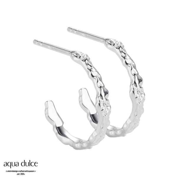 MILA HOOP, 15 mm. hoops i sterling slv med ruflet overflade.