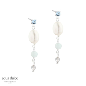 SKY BLUE PEARL EARSTUD | SILVER
