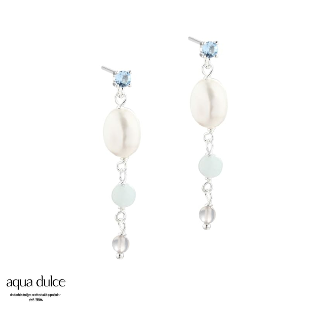 SKY BLUE PEARL EARSTUD | SILVER