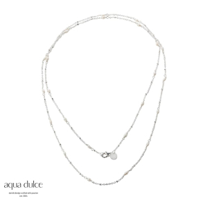 RICE DOTS LONG NECKLACE | SILVER