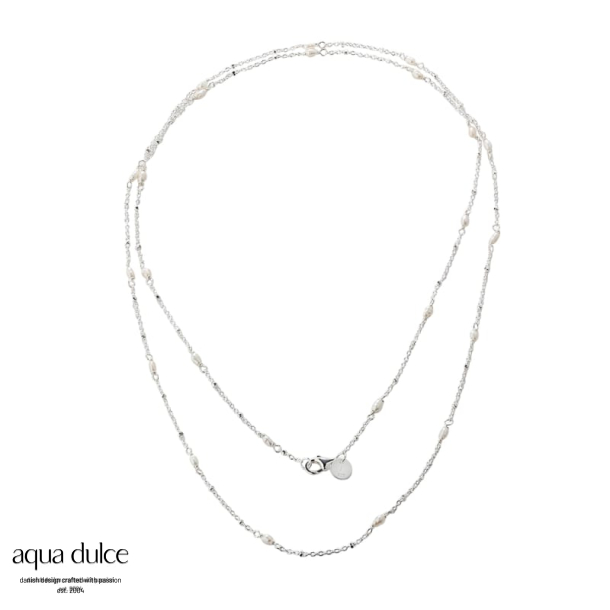 RICE DOTS LONG NECKLACE | SILVER