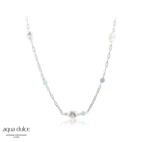 SKY BLUE PEARL NECKLACE | SILVER