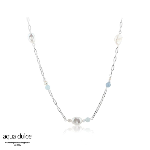 SKY BLUE PEARL NECKLACE | SILVER