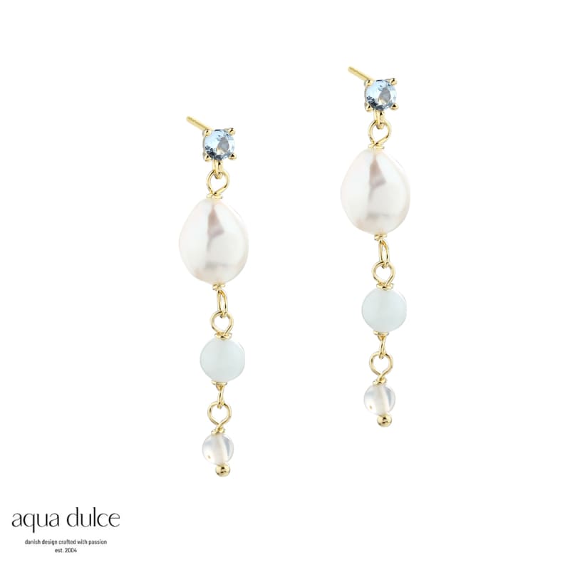 *SKY BLUE PEARL EARSTUD | GOLDEN