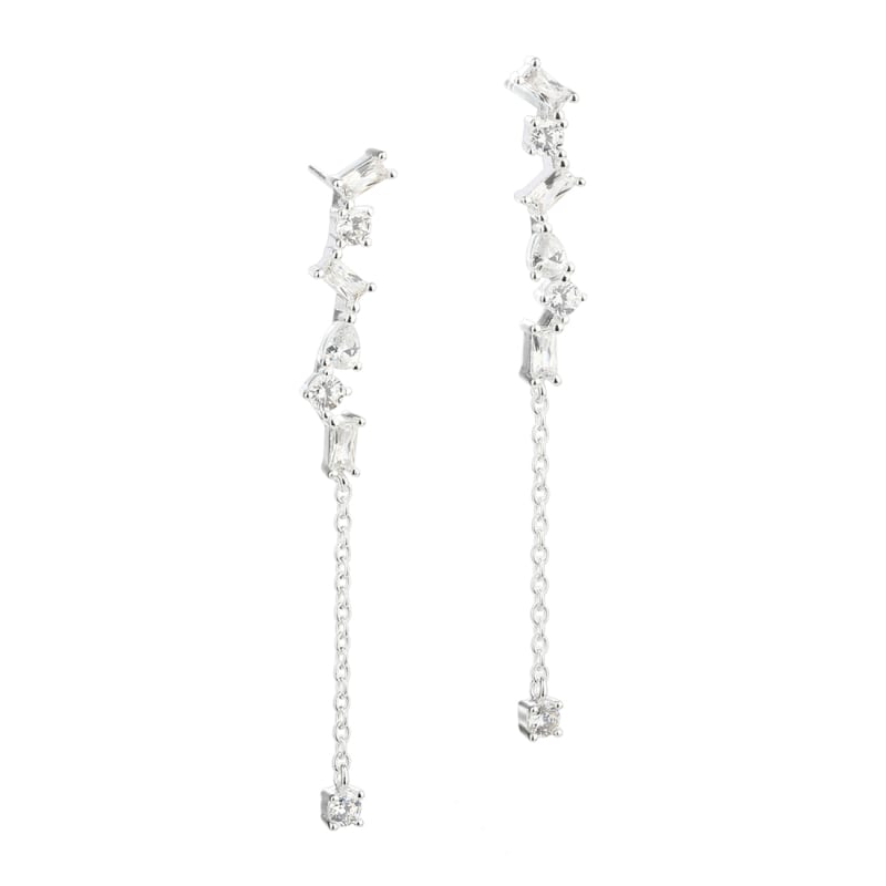 Baguette Love ørestikker Sterling Sølv Med Flotte Klare Baguette Zirkonia