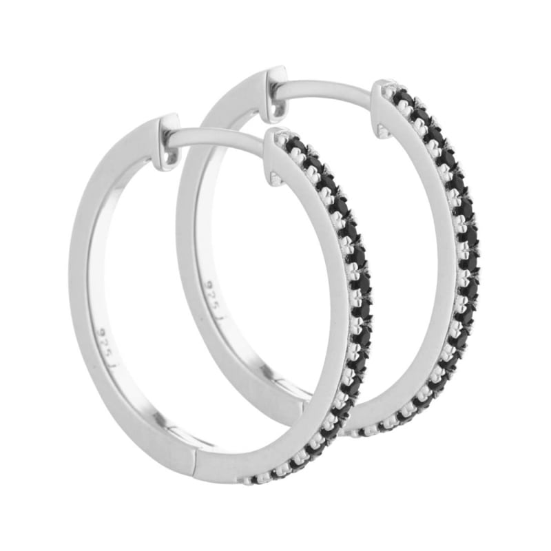 *Claire - 20 mm. creoler i sterling sølv med black diamond zirkonia