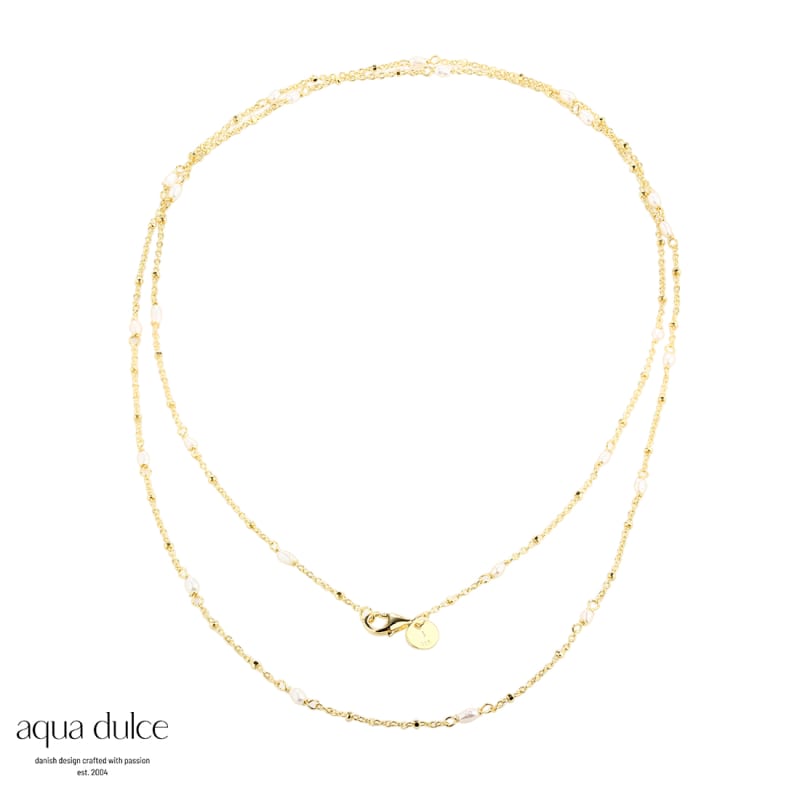*RICE DOTS LONG NECKLACE | GOLDEN