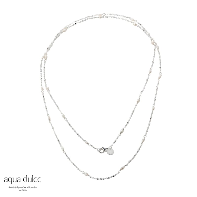 *RICE DOTS LONG NECKLACE | SILVER